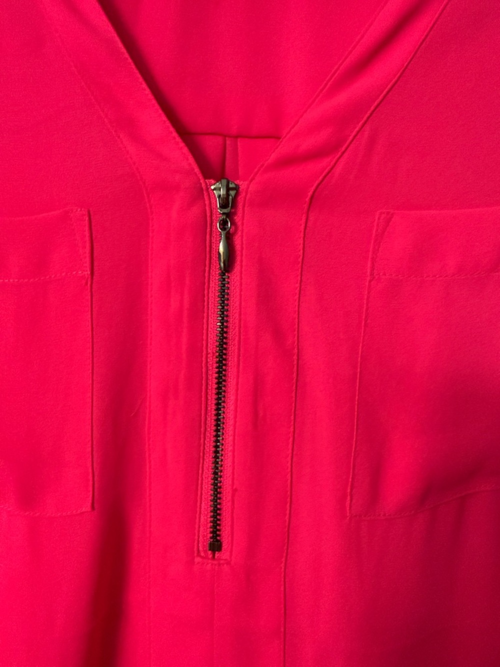 torrid Bright Hot Pink Zip Front Blouse Size 0 - Picture 3 of 7